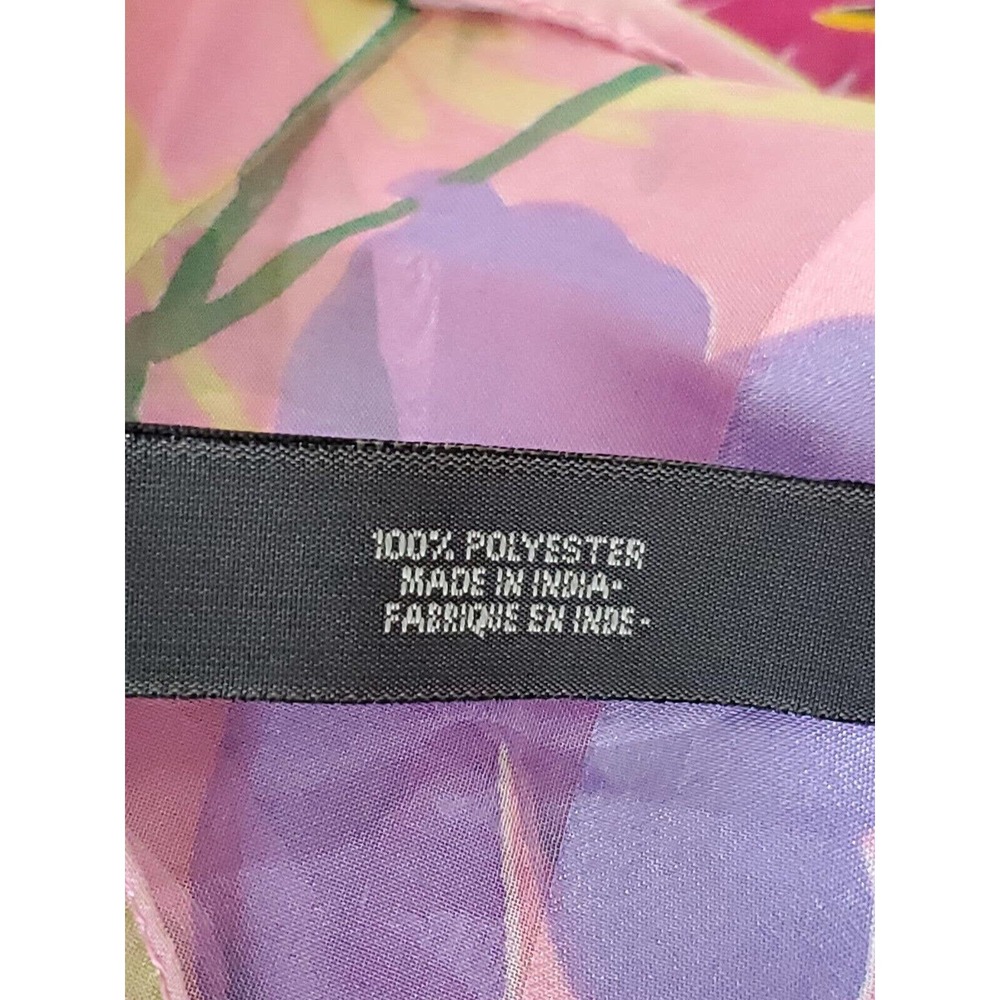 Floral Pink Multicolored Long Rectangular Satiny … - image 7